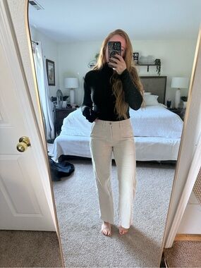 Prana High-Rise Straight-Leg corduroy pants - Cream